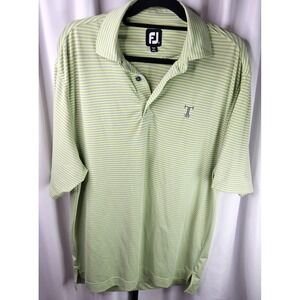 FootJoy Golf Shirt Men's XXL Green Gray Striped Short Sleeve‎ Polo Logo
